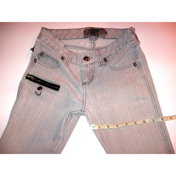Tripp Nyc Gray Zipper Skinny Jeans Juniors Sz0 - Picture 6 of 8